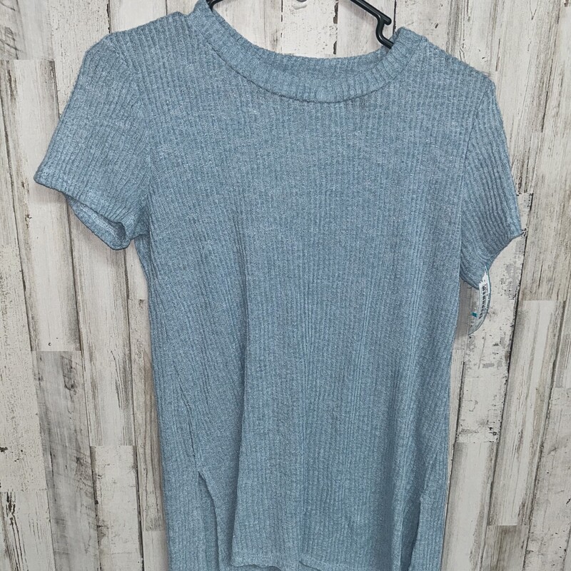 S Blue Texture Knit Top