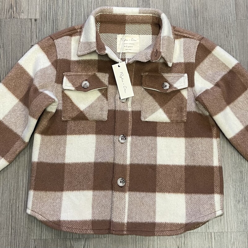 Rylee+cru Plaid Shacket, Brown, Size: 4-5Y
NEW With Tag