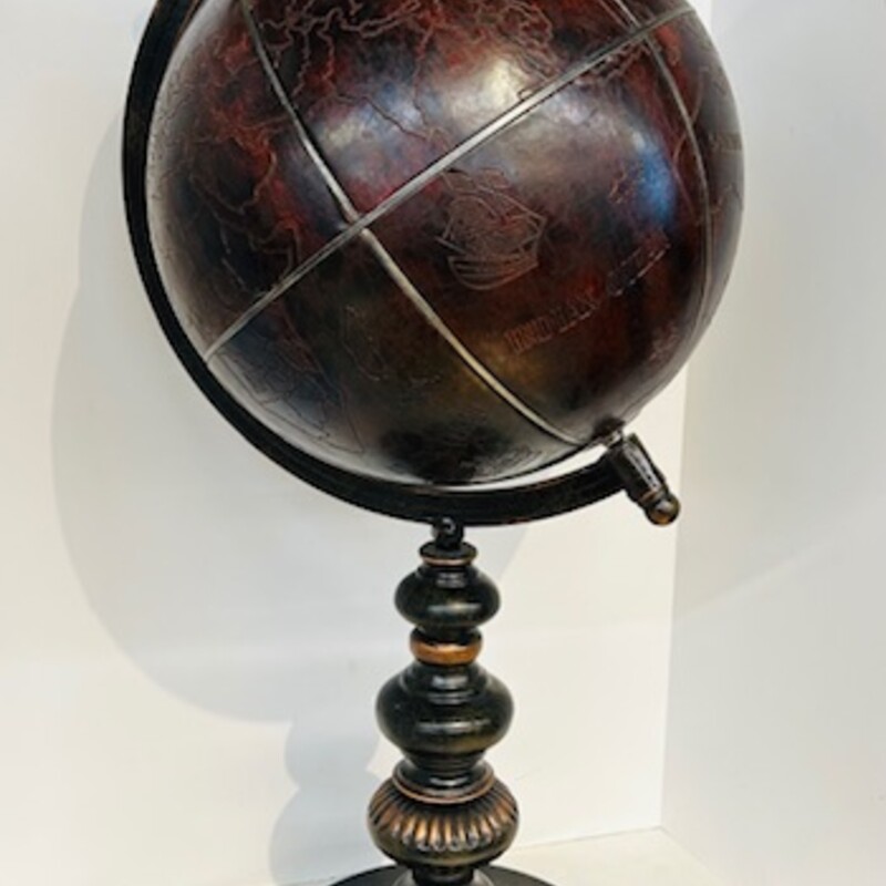 Leather & Metal Globe on Stand
Brown Gold Red Bronze Size: 13 x 29H