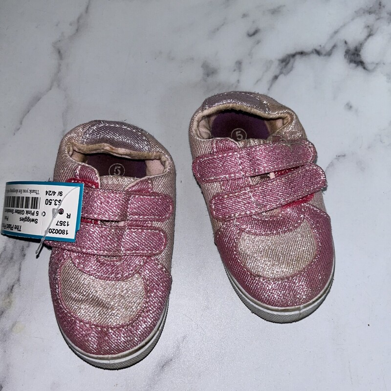 5 Pink Glitter Sneakers