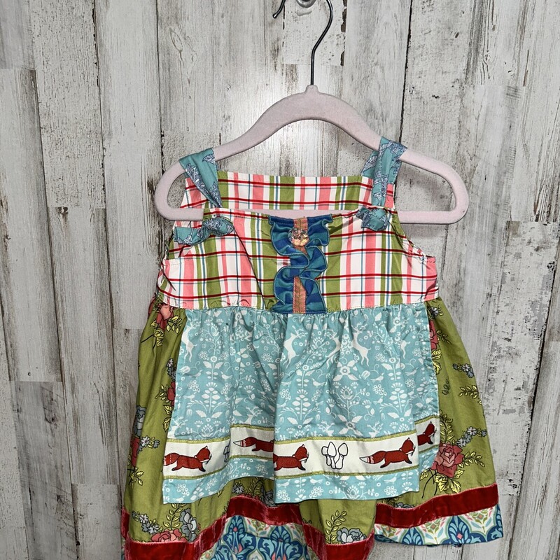 2 Green Fox Apron Dress, Green, Size: Girl 2T