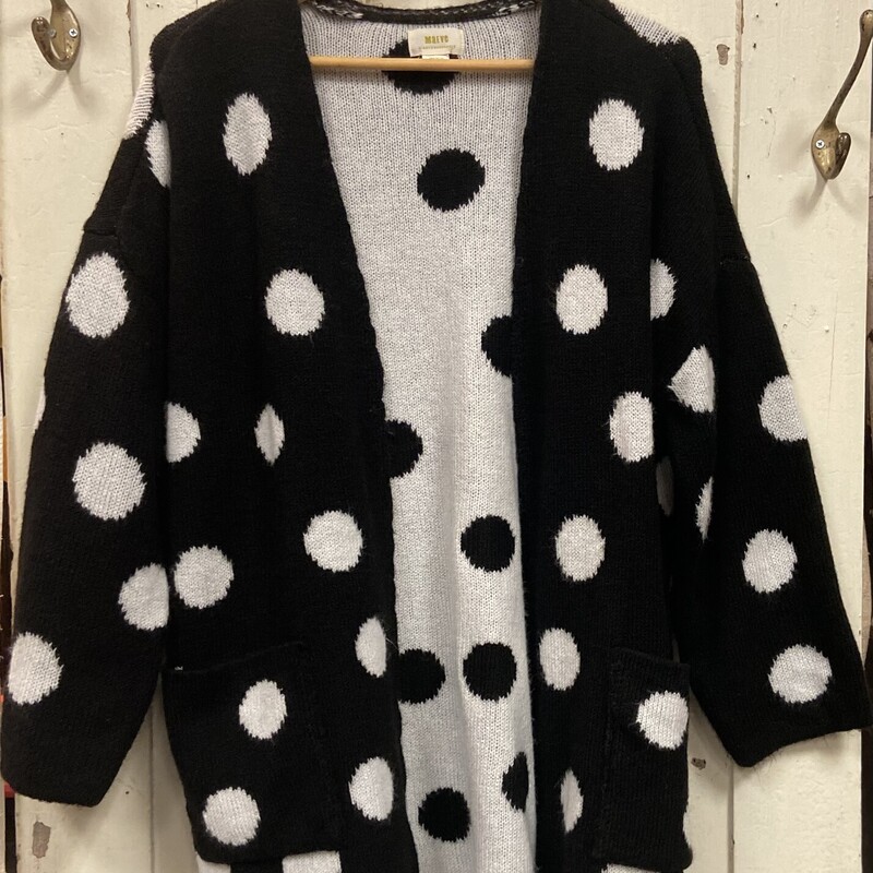 Blk/wt Dot Open Cardigan