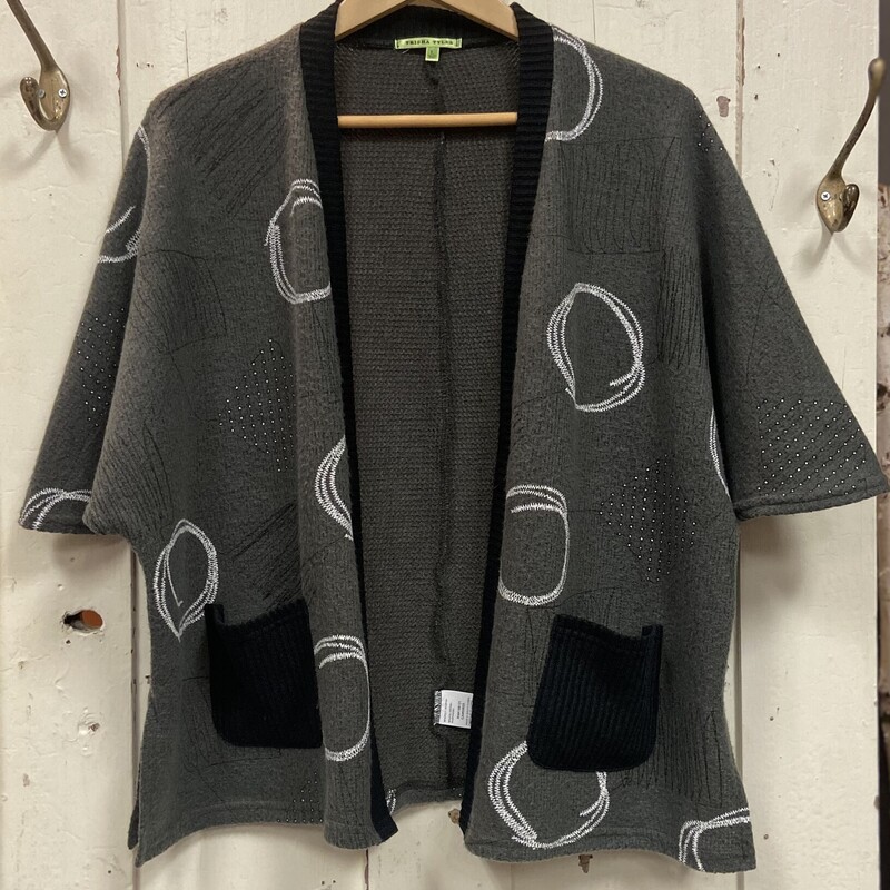 Olive/blk/wht Cardigan<br />
Olive/Bk<br />
Size: Large