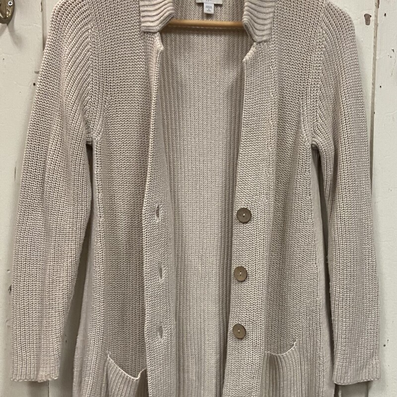 Sand Rib Bttn Cardigan<br />
Sand<br />
Size: Small