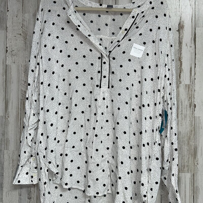 NEW 2X Black Dotted Butto, Black, Size: Ladies 2X