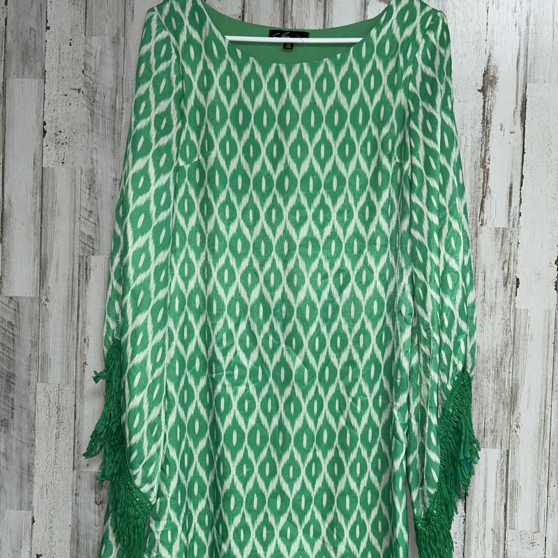 S Green Printed Fringe Dr