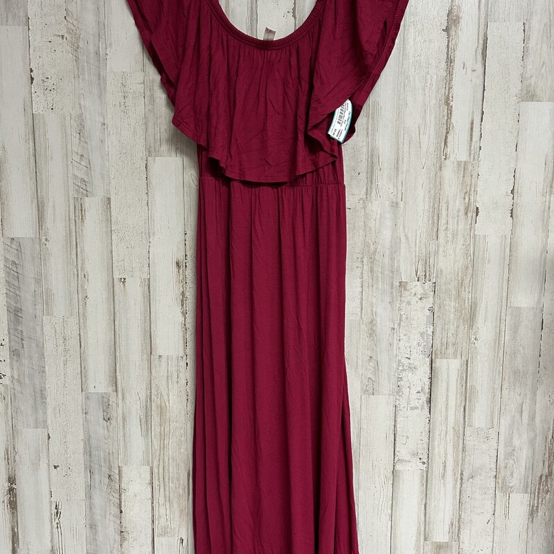 S Red Ruffled Maxi Dress