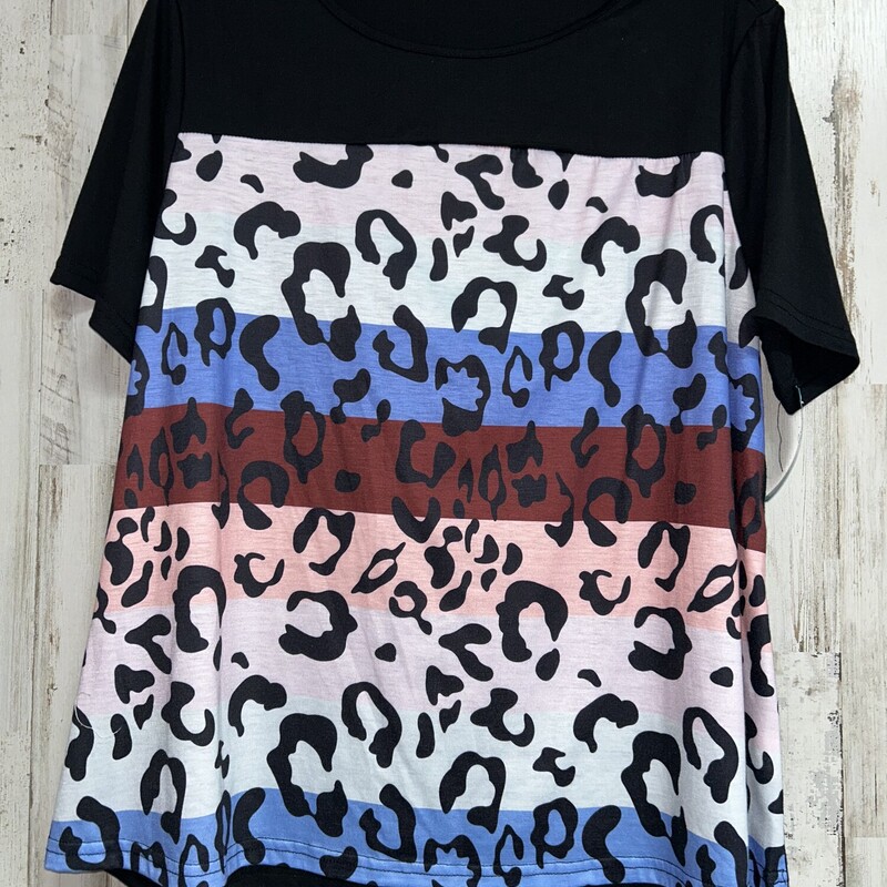 XL Black Leopard Stripe T