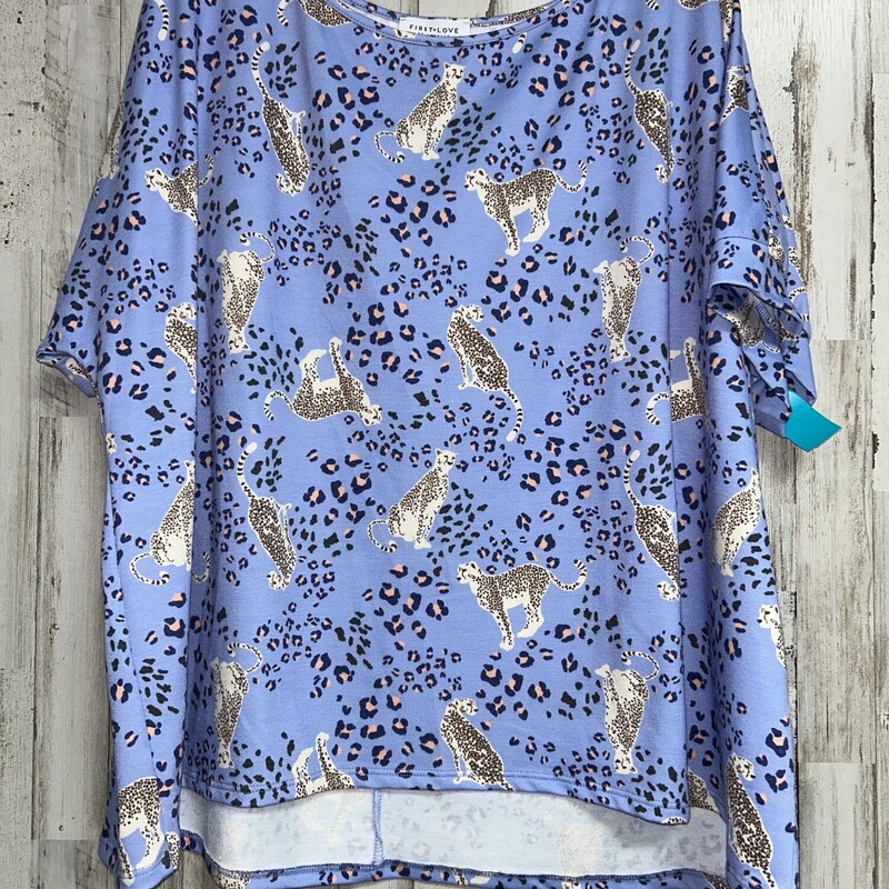 1X Lt Blue Cheetah Top