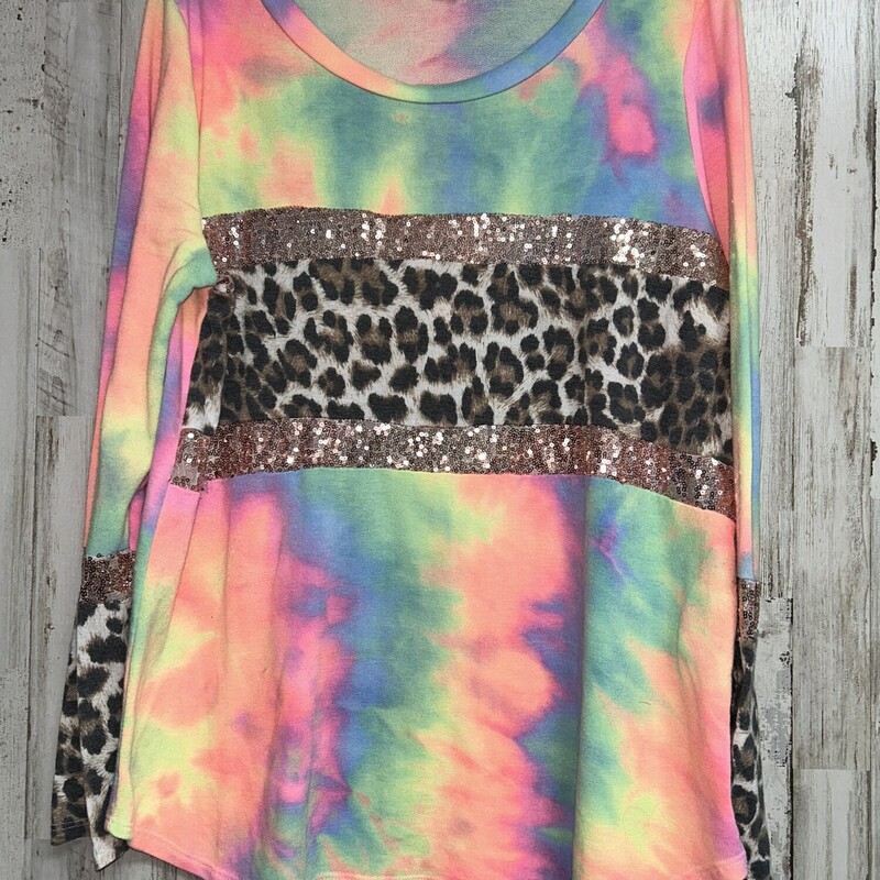 XL Tie Dye Sequin Cheetah, Pink, Size: Ladies XL