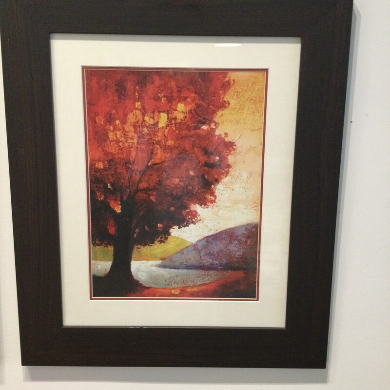 Framed Trees - Autumn Colours, Red/orange, Size: 21.5X25.5