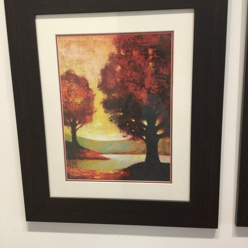 Framed Trees - Autumn Colours, Red/orange, Size: 21.5X25.5