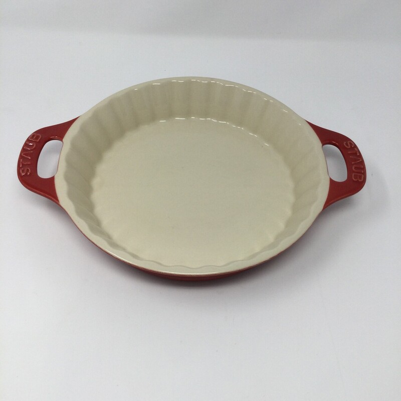 Staub Pie Plate, Red/Cream, Size: 9in