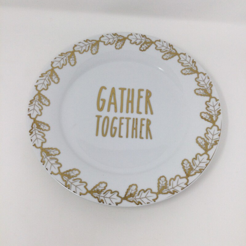 Gather Together Decorative Plate,
White/Gold,
Size: 10.75 In