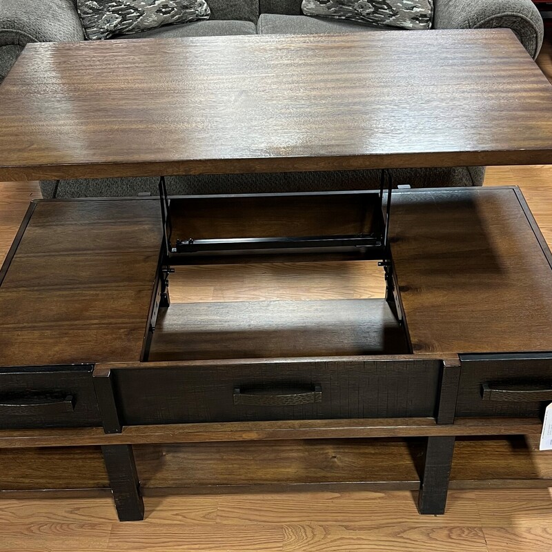 Lift Top Coffee Table, 2 Drawer<br />
48in x 26in x 18in tall