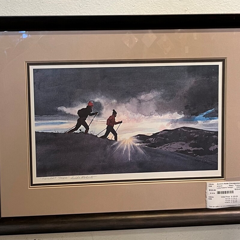 Linda Roberts Twilight, Skiers, Framed
24.5in x 18.5in