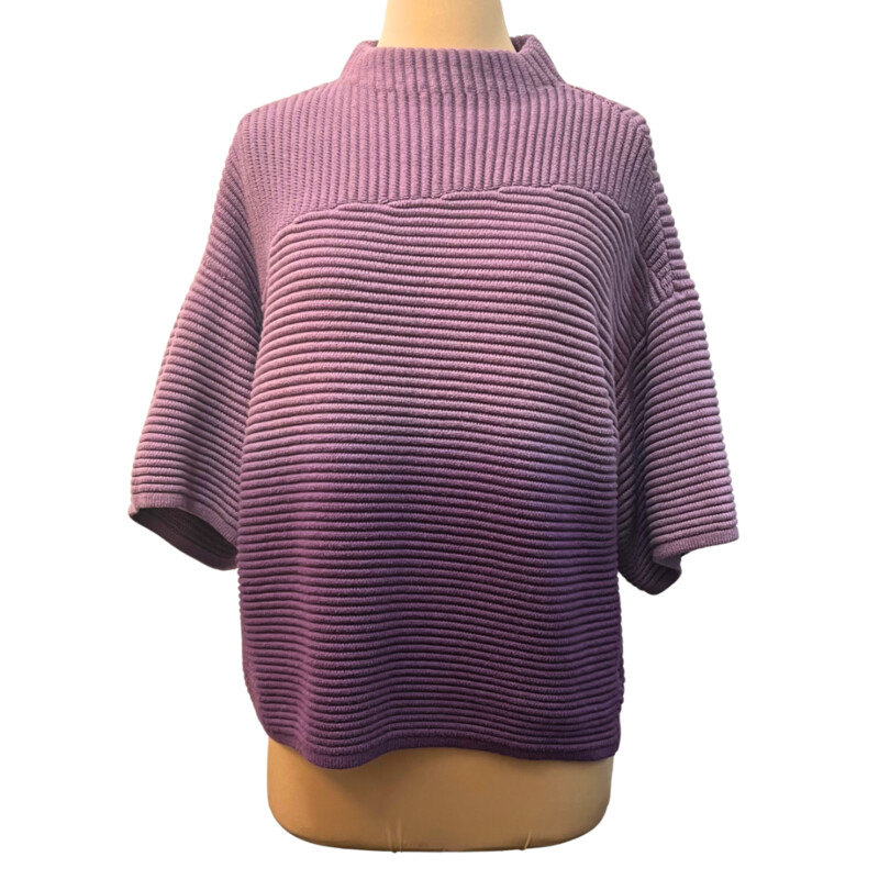 Chicos Violet Ombré Sweater
Mock-Neck Pullover
Textured to Perfection
Cotton Blend
Size: Large