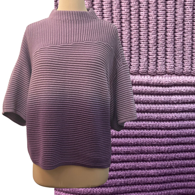 Chicos Violet Ombré Sweater
Mock-Neck Pullover
Textured to Perfection
Cotton Blend
Size: Large