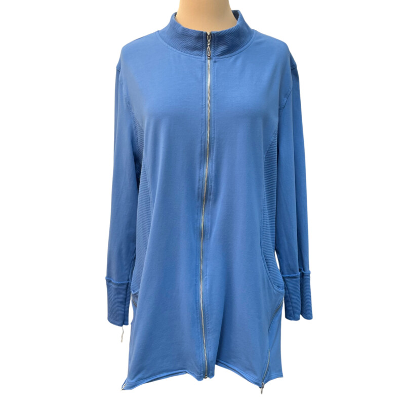 Neon Buddha Jacket<br />
Waffle Texture<br />
96% Cotton 4% Spandex<br />
Sky Blue<br />
Size: 1X