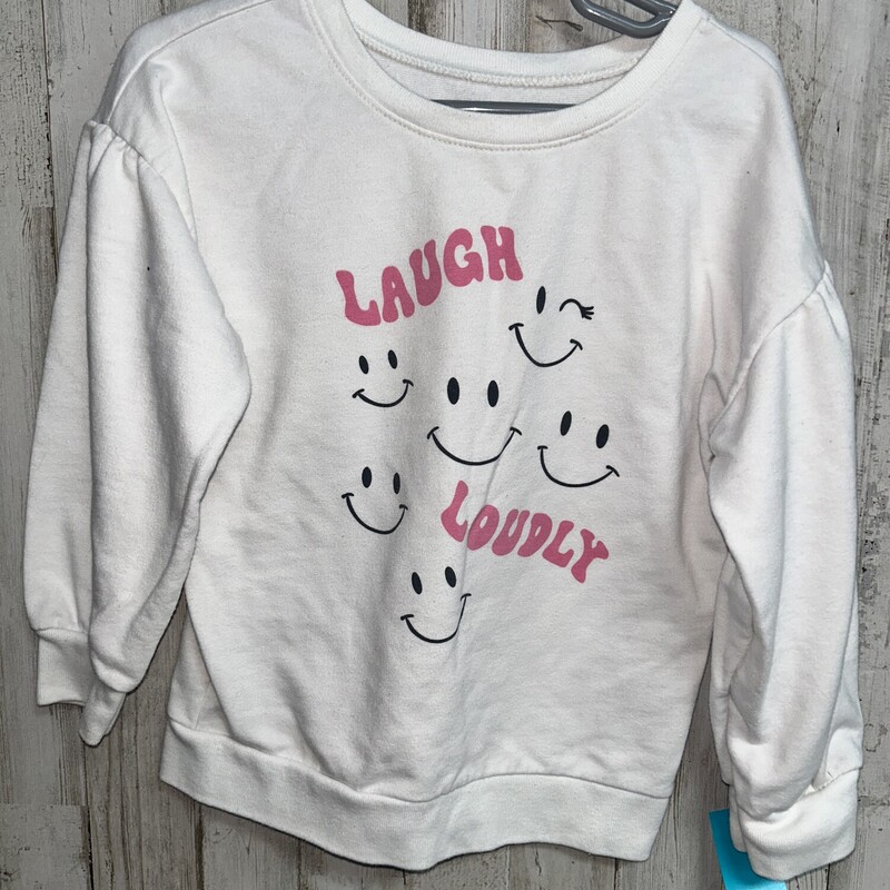 4t Laugh Loudly Sweatshir, White, Size: Girl 4T