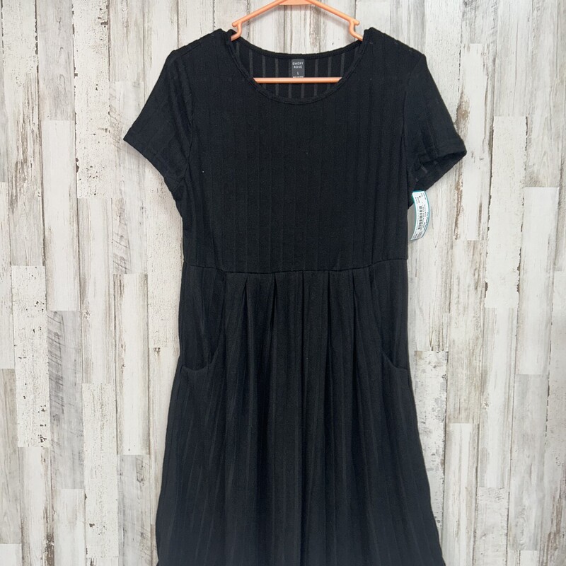 L Black Knit Pocket Dress, Black, Size: Ladies L