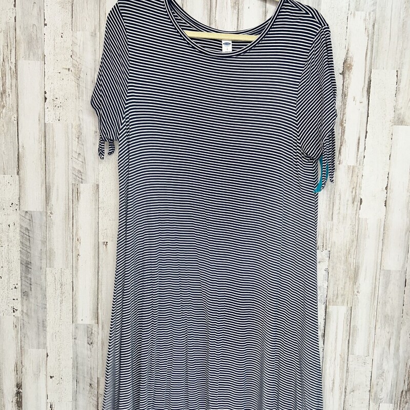 L Navy Striped Dress