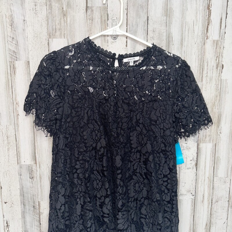 S Black Floral Lace Top, Blck, Size: Ladies S