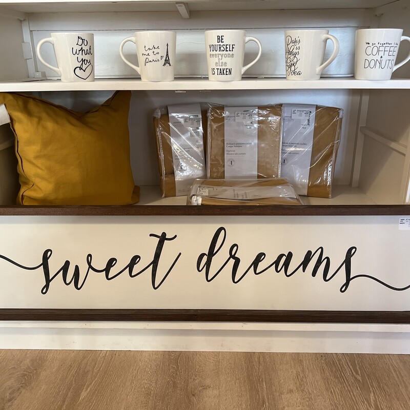 KT Inspired Home Sign - Sweet Dreams, Cream/wood, Size: 12X48