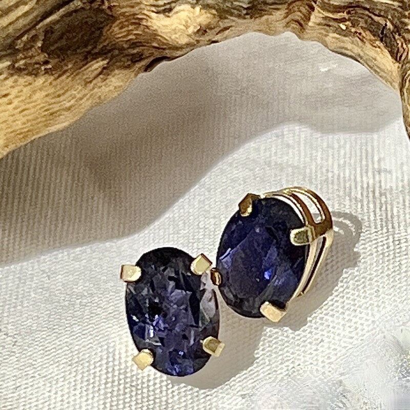 14k blue stone earrings