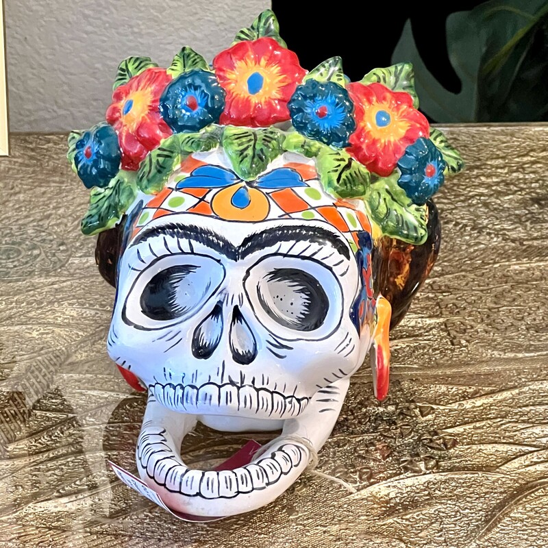 Skull Frida Ceramic Mexic,
Size: 6x7x6