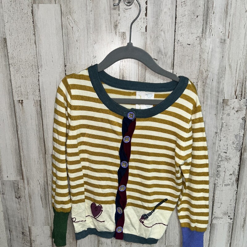 2 Painter Stripe Cardigan, Yellow, Size: Girl 2T