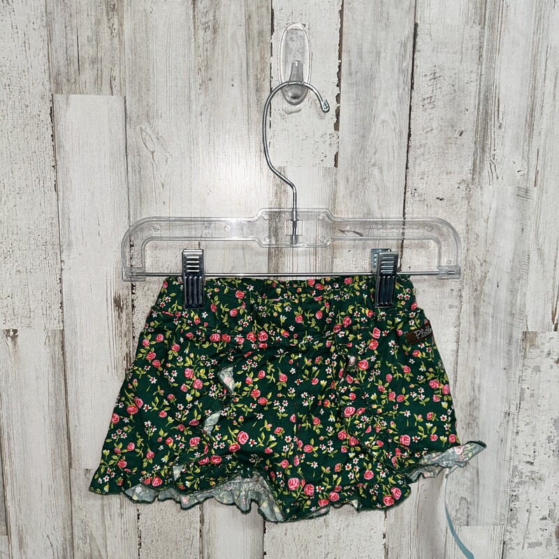 2 Green Floral Shorts, Green, Size: Girl 2T