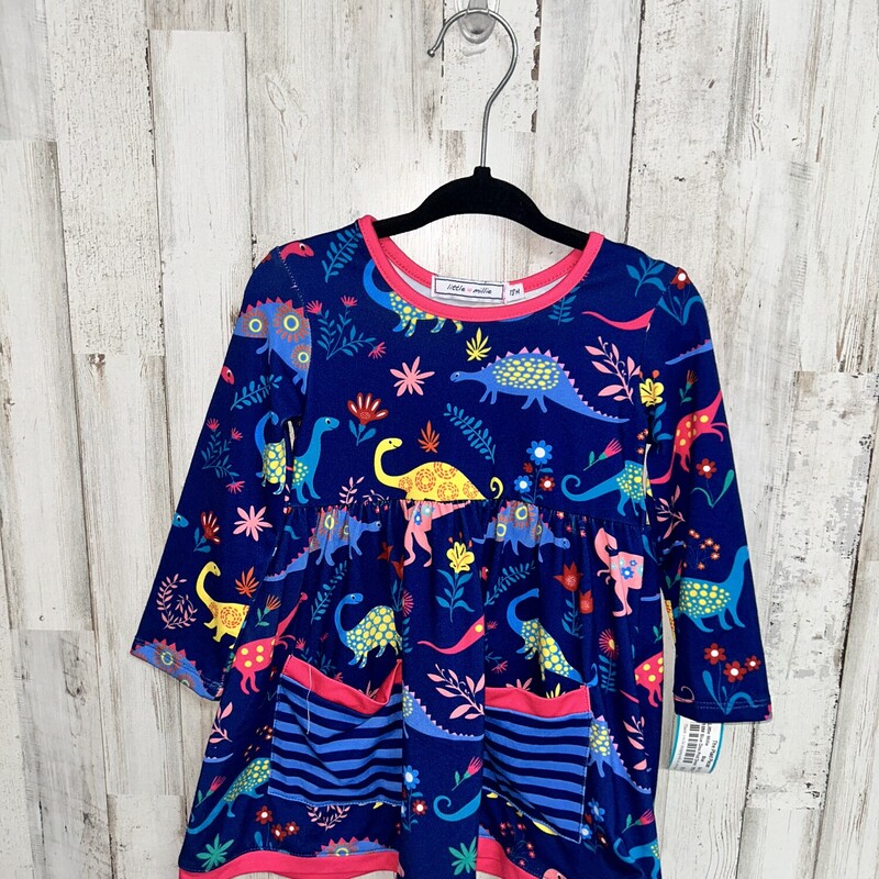 18M Blue Dino Print Dress