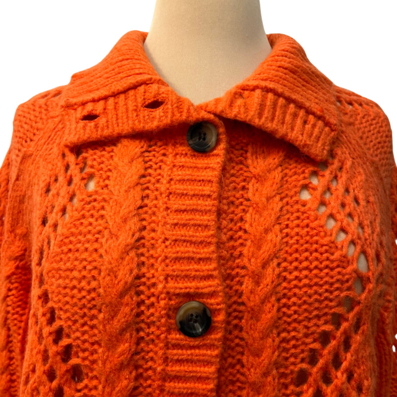 NEW Sundance Winter Tryst Cardigan<br />
Cable Knit<br />
Wool Blend<br />
Color:  Tangerine Orange<br />
Size: Small