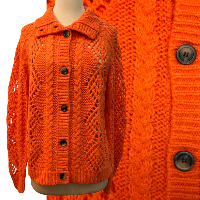 NEW Sundance Winter Tryst Cardigan
Cable Knit
Wool Blend
Color:  Tangerine Orange
Size: Small