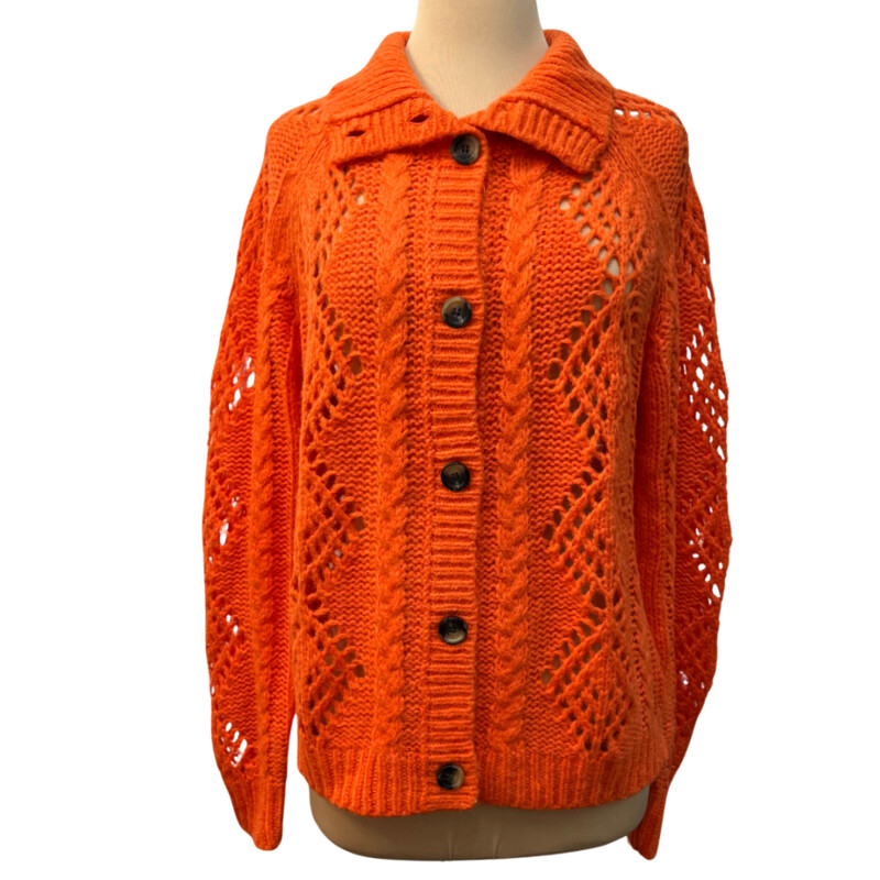 NEW Sundance Winter Tryst Cardigan<br />
Cable Knit<br />
Wool Blend<br />
Color:  Tangerine Orange<br />
Size: Small