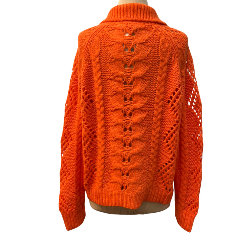 NEW Sundance Winter Tryst Cardigan<br />
Cable Knit<br />
Wool Blend<br />
Color:  Tangerine Orange<br />
Size: Small