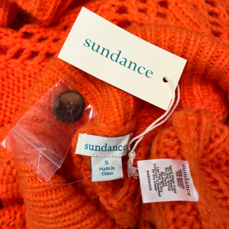 NEW Sundance Winter Tryst Cardigan<br />
Cable Knit<br />
Wool Blend<br />
Color:  Tangerine Orange<br />
Size: Small