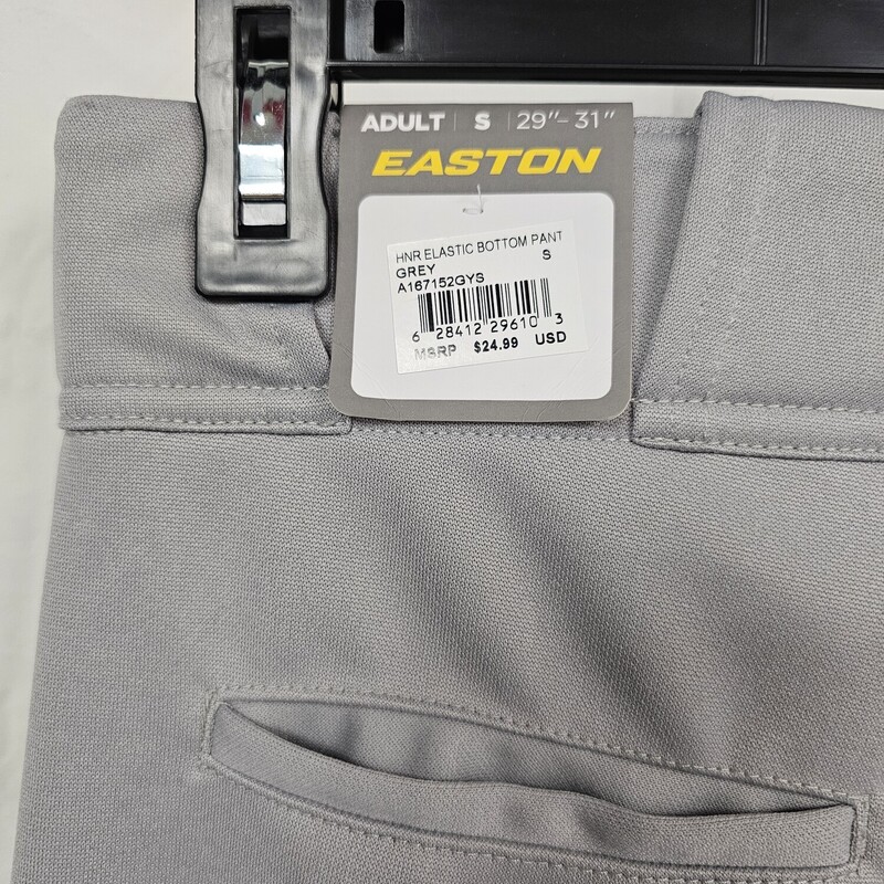 Easton Baseball Pants<br />
Gray<br />
Elastic Hem<br />
29-31in Waist<br />
Adult Size: S<br />
New