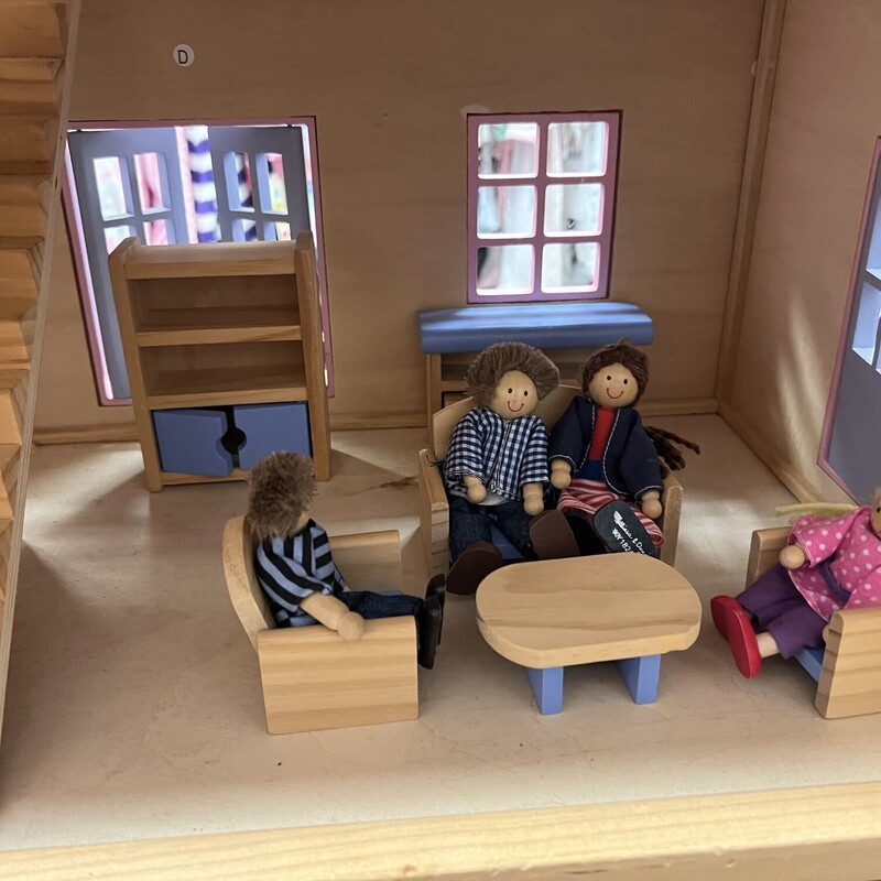 Melissa & Doug Modern Wooden Dollhouse, Pink/Purple<br />
Lots of Furniture & People