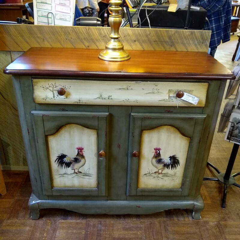 Green Rooster Cabinet