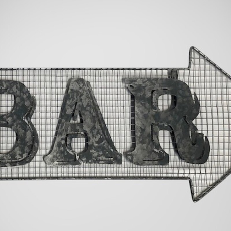 Metal Arrow Bar Sign
Gray, Size: 23x7H