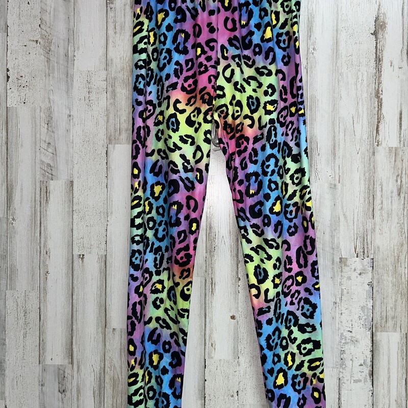 10 Colorful Leopard Leggi, Purple, Size: Girl 10 Up