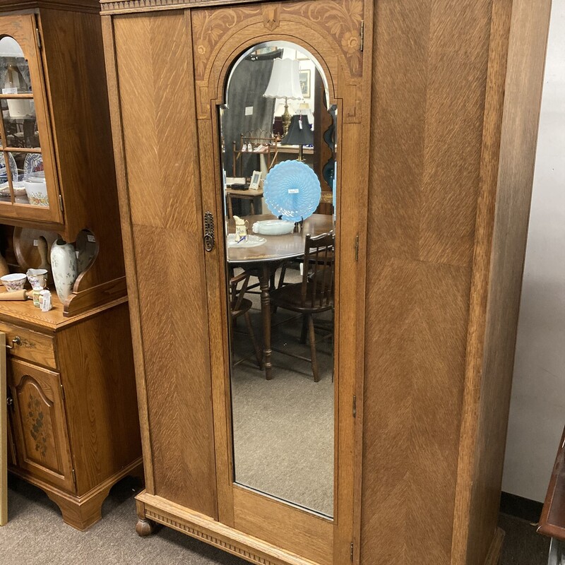 Oak Mirrored Door Armoire