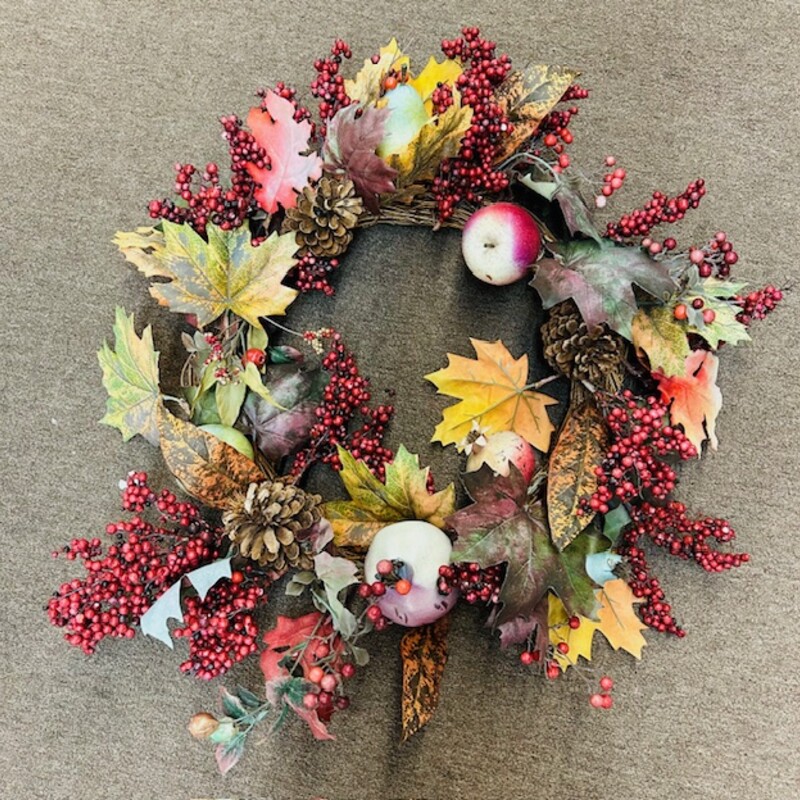 Fall Fruit Pinecone Wreath
Brown Red Green
Size: 24 Diam