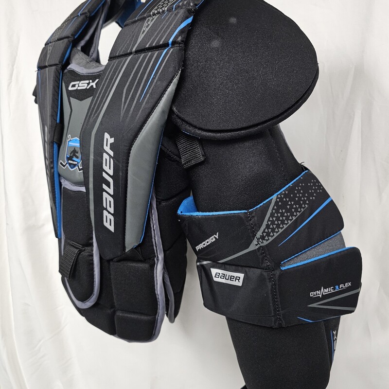 Bauer GSX Prodigy Goalie Chest & Arms Protector<br />
Size: Youth L/XL<br />
Pre-owned in great condition!