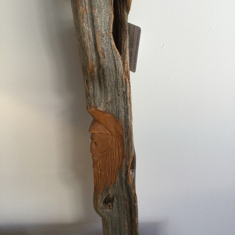 Handcarved Bark Carving,
Wood,
Size: 5 X 25 In