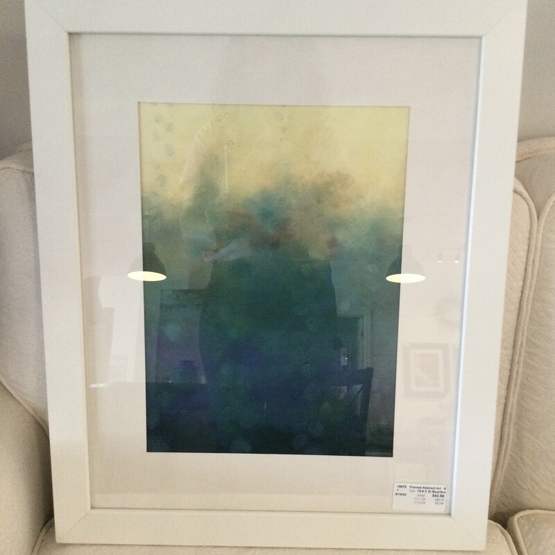 Framed Abstract Art,
Blue/Green/Yellow,
Size: 18.5 X 22.5 In