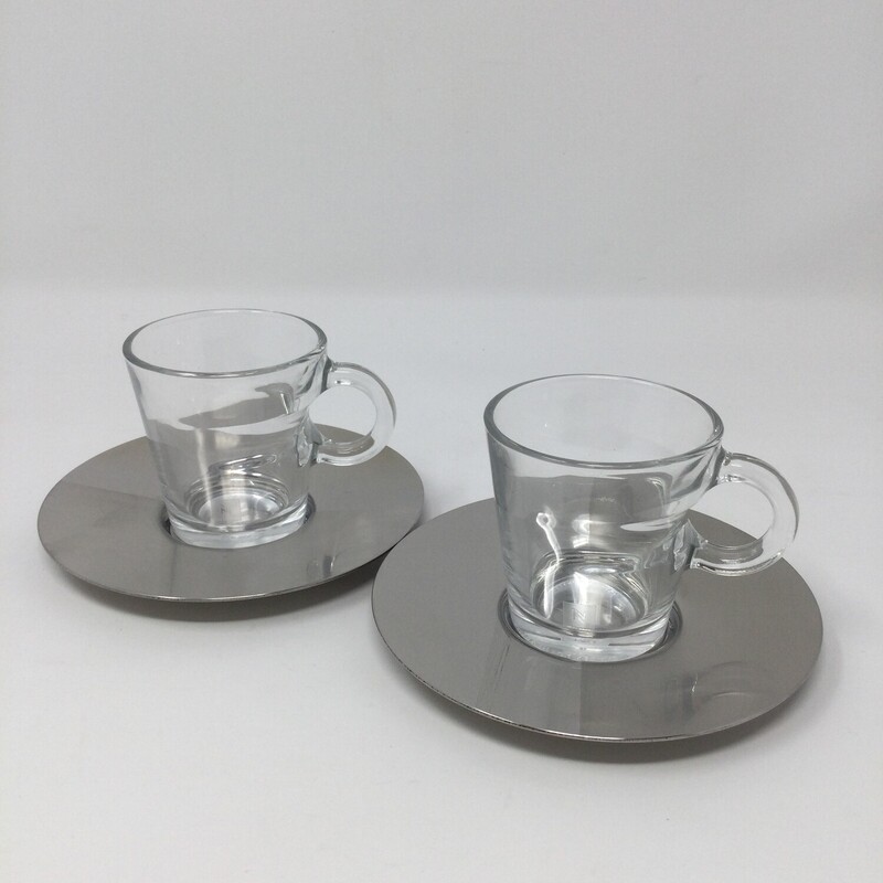 Nespresso Cups & Saucers,
Silver/Clear,
Size: 3 X 4 In