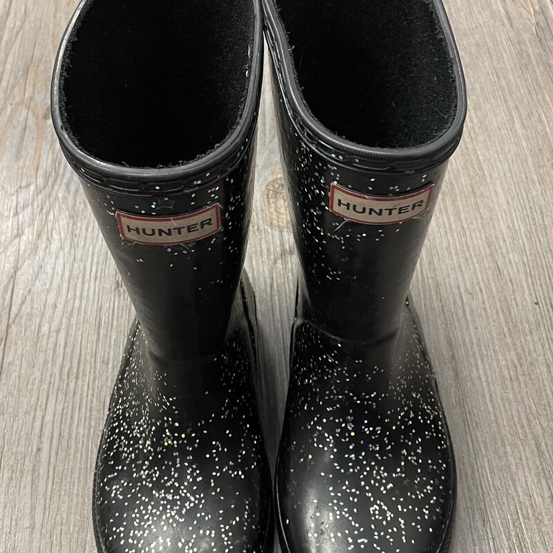 Hunter Glitter Rain Boots, Black, Size: 10T